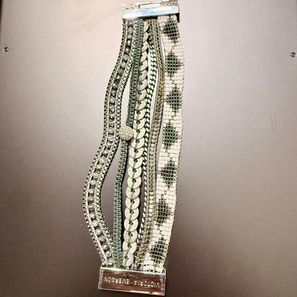 Victoria Emerson Six Strand Silver Gray Green Wrap Bracelet - Picture 8 of 8